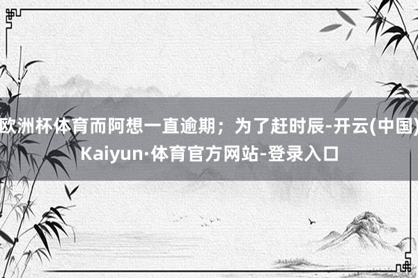 欧洲杯体育而阿想一直逾期；为了赶时辰-开云(中国)Kaiyun·体育官方网站-登录入口