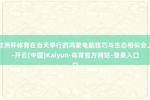 欧洲杯体育在当天举行的鸿蒙电脑技巧与生态相似会上-开云(中国)Kaiyun·体育官方网站-登录入口